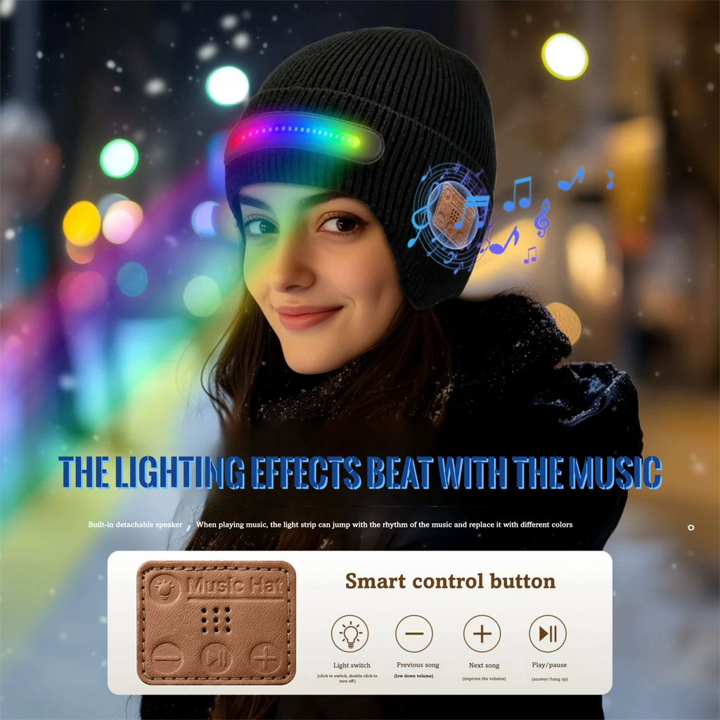 DravonCraft™ LED Bluetooth Beanie – Hands-Free Music & Winter Warmth