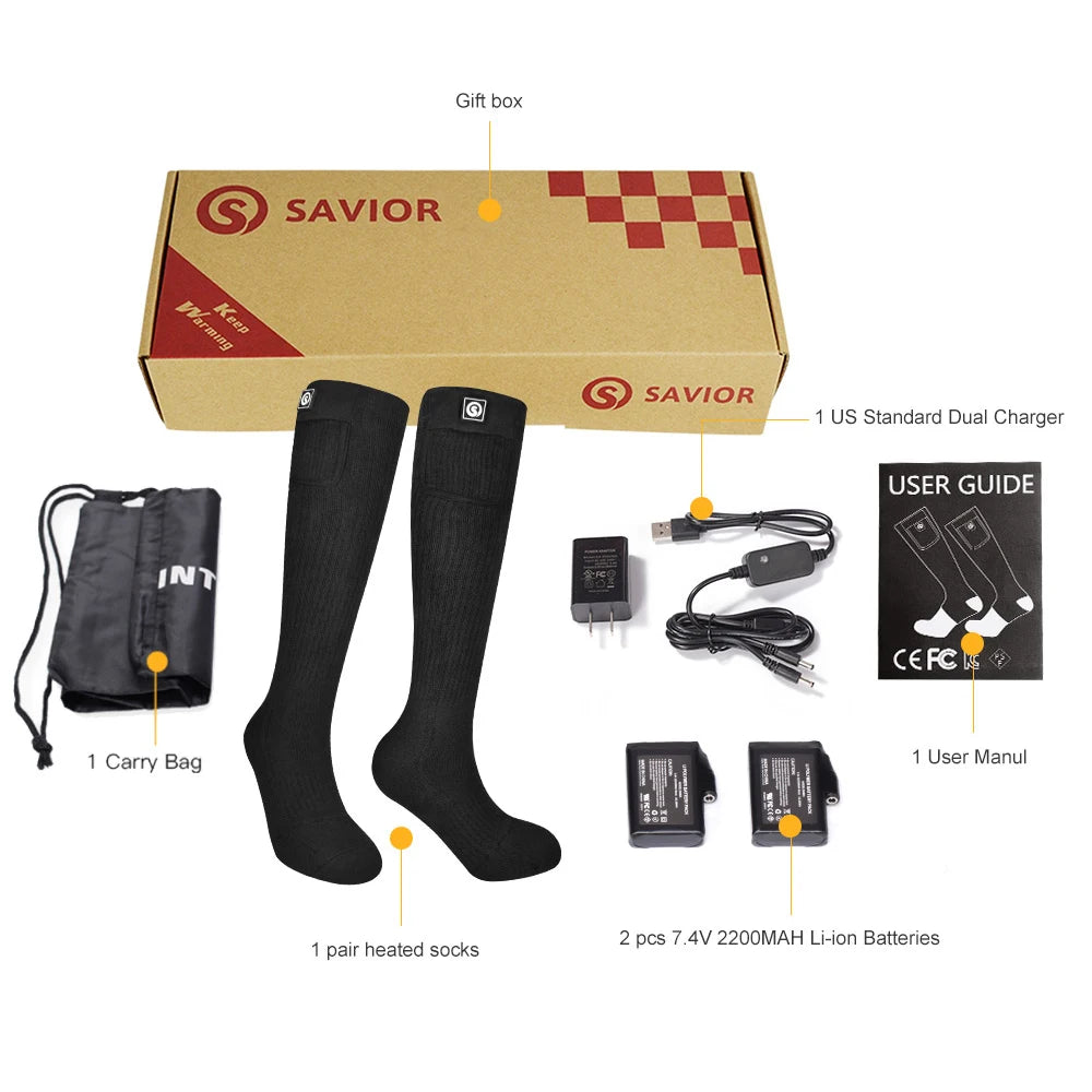 DravonCraft™ Heated Winter Socks – Toe-to-Heel Warmth & Rechargeable Heat