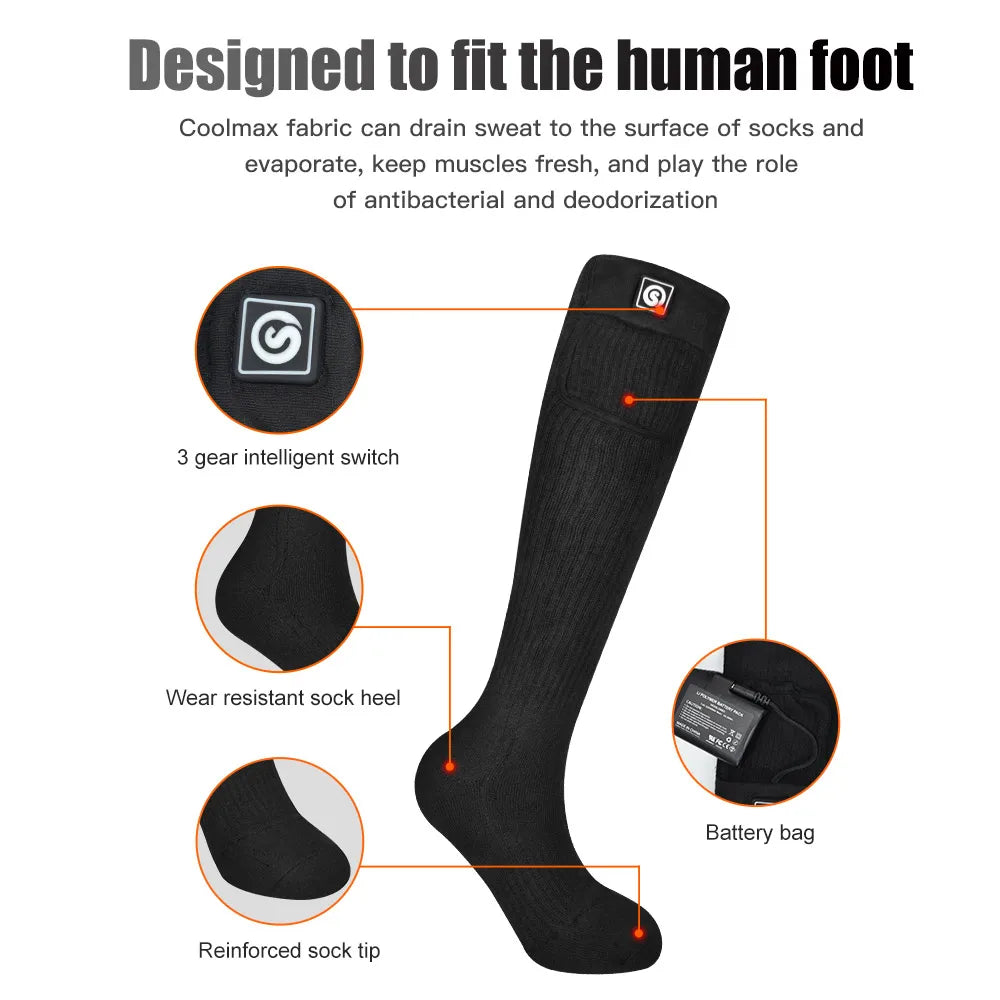 DravonCraft™ Heated Winter Socks – Toe-to-Heel Warmth & Rechargeable Heat