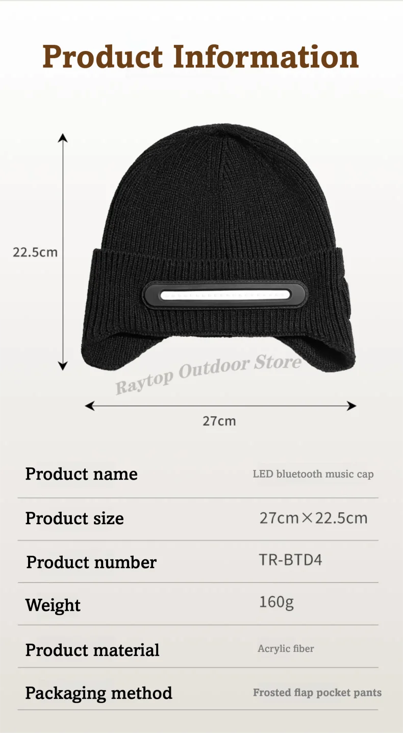 DravonCraft™ LED Bluetooth Beanie – Hands-Free Music & Winter Warmth