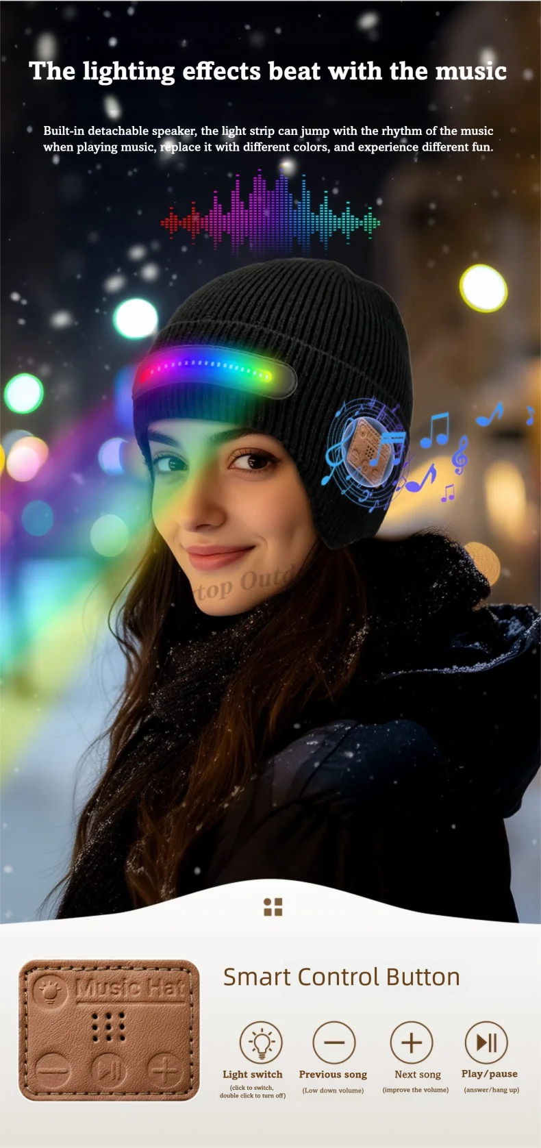 DravonCraft™ LED Bluetooth Beanie – Hands-Free Music & Winter Warmth